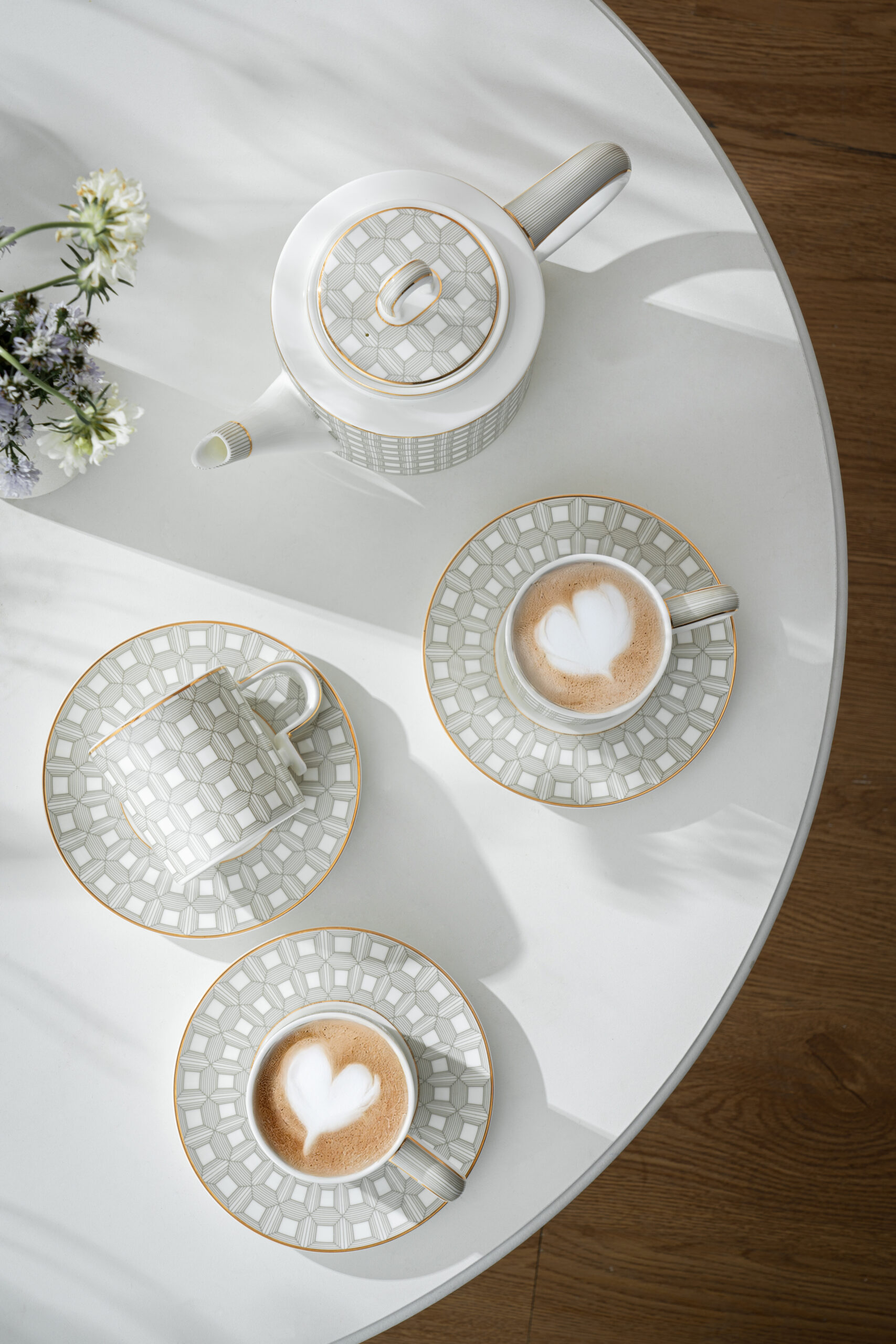 Yunbai Premium Fine Bone China Afternoon Tea Set – 1 Teapot + 4 Cups & Saucers, Elegant Floral Lace Design, Lightweight yet Durable, Ideal for Luxury Gift, Coffee/Tea Time, Home Dining - Image 15