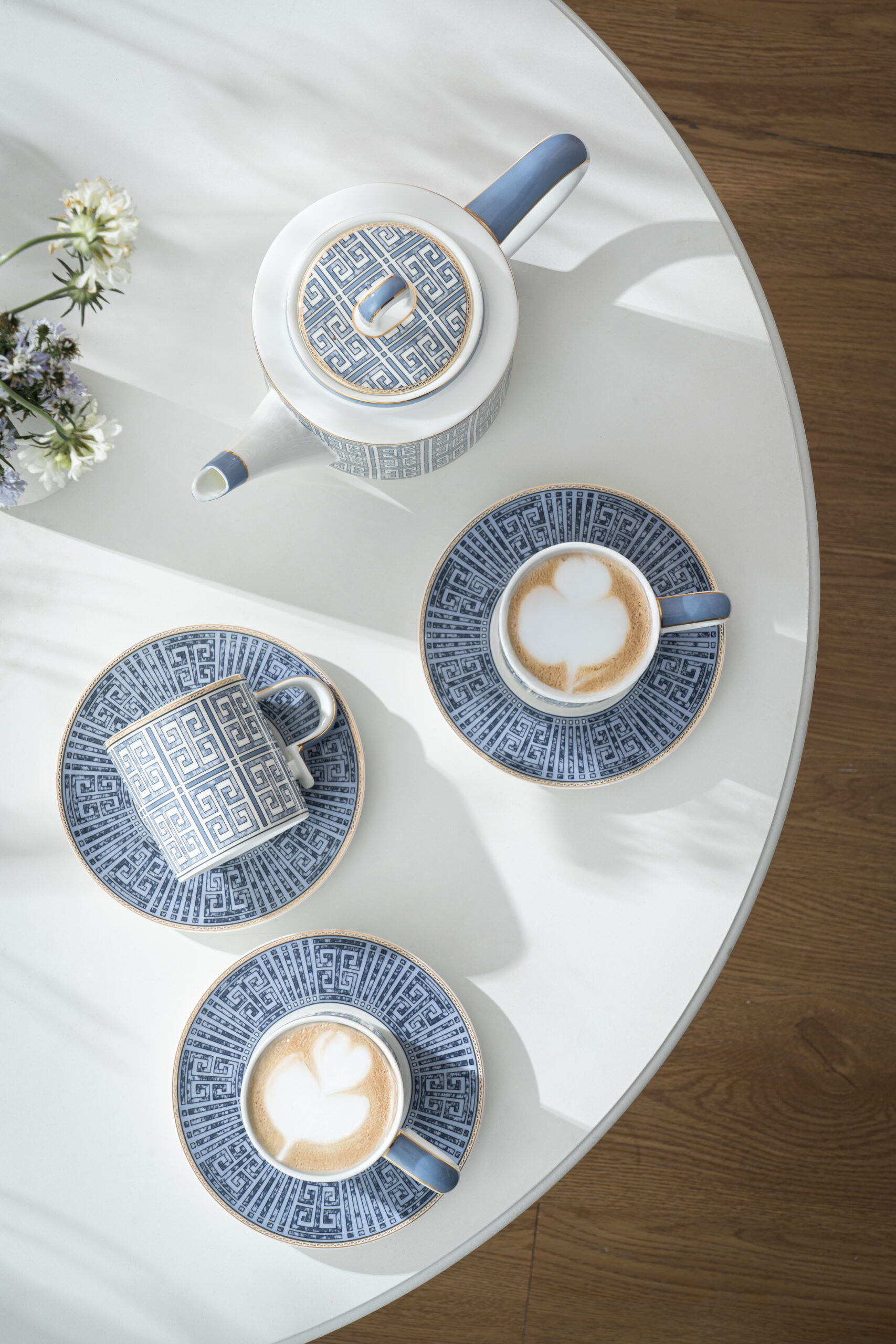 Yunbai Premium Fine Bone China Afternoon Tea Set – 1 Teapot + 4 Cups & Saucers, Elegant Floral Lace Design, Lightweight yet Durable, Ideal for Luxury Gift, Coffee/Tea Time, Home Dining - Image 10