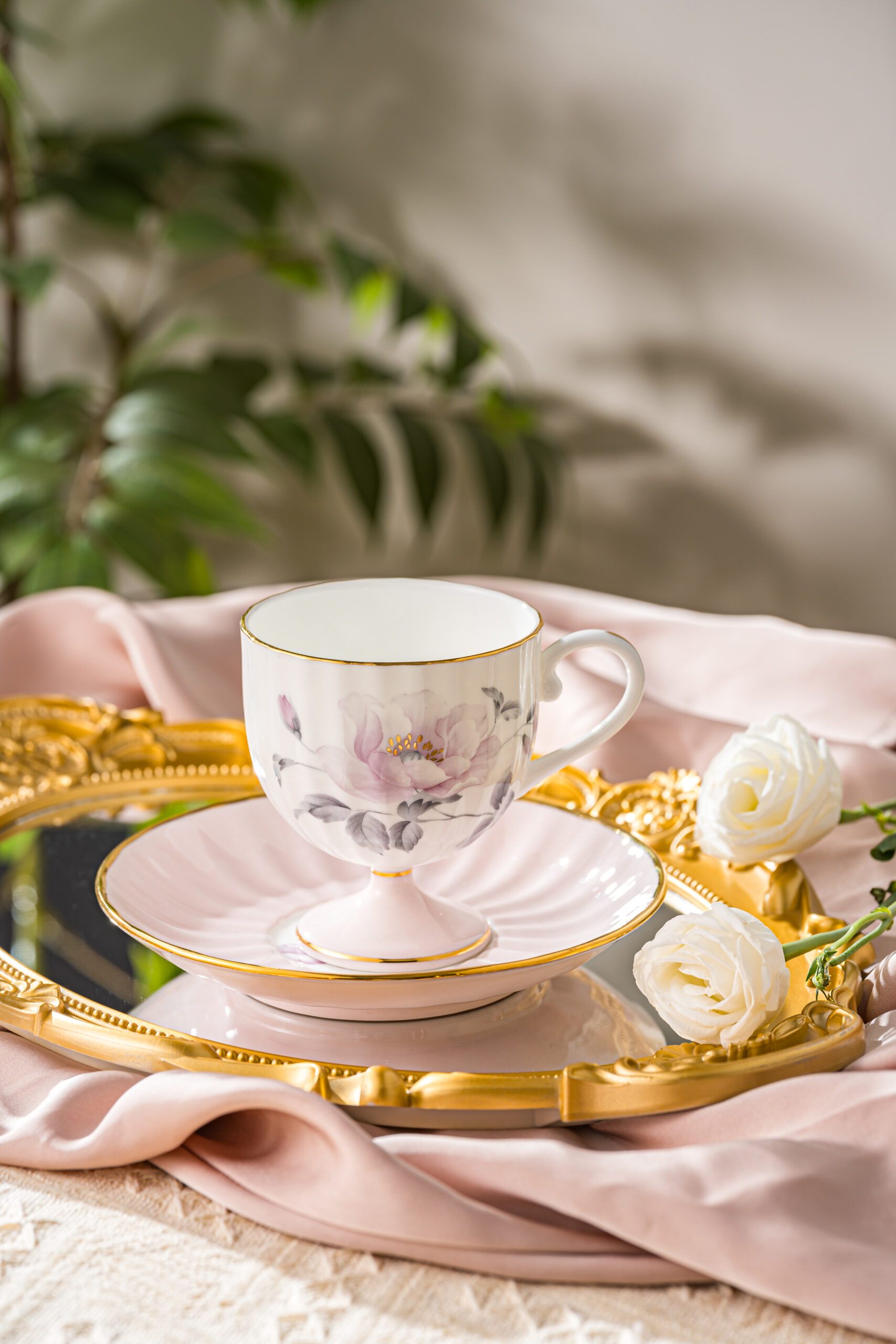 Zishi Premium Fine Bone China High-Foot Coffee Cup & Saucer Set – Elegant Art Deco Inspired Design, Lightweight Yet Durable, Ideal for Luxury Gift, Daily Coffee/Espresso Enjoyment, Restaurant & Home Use - Image 5