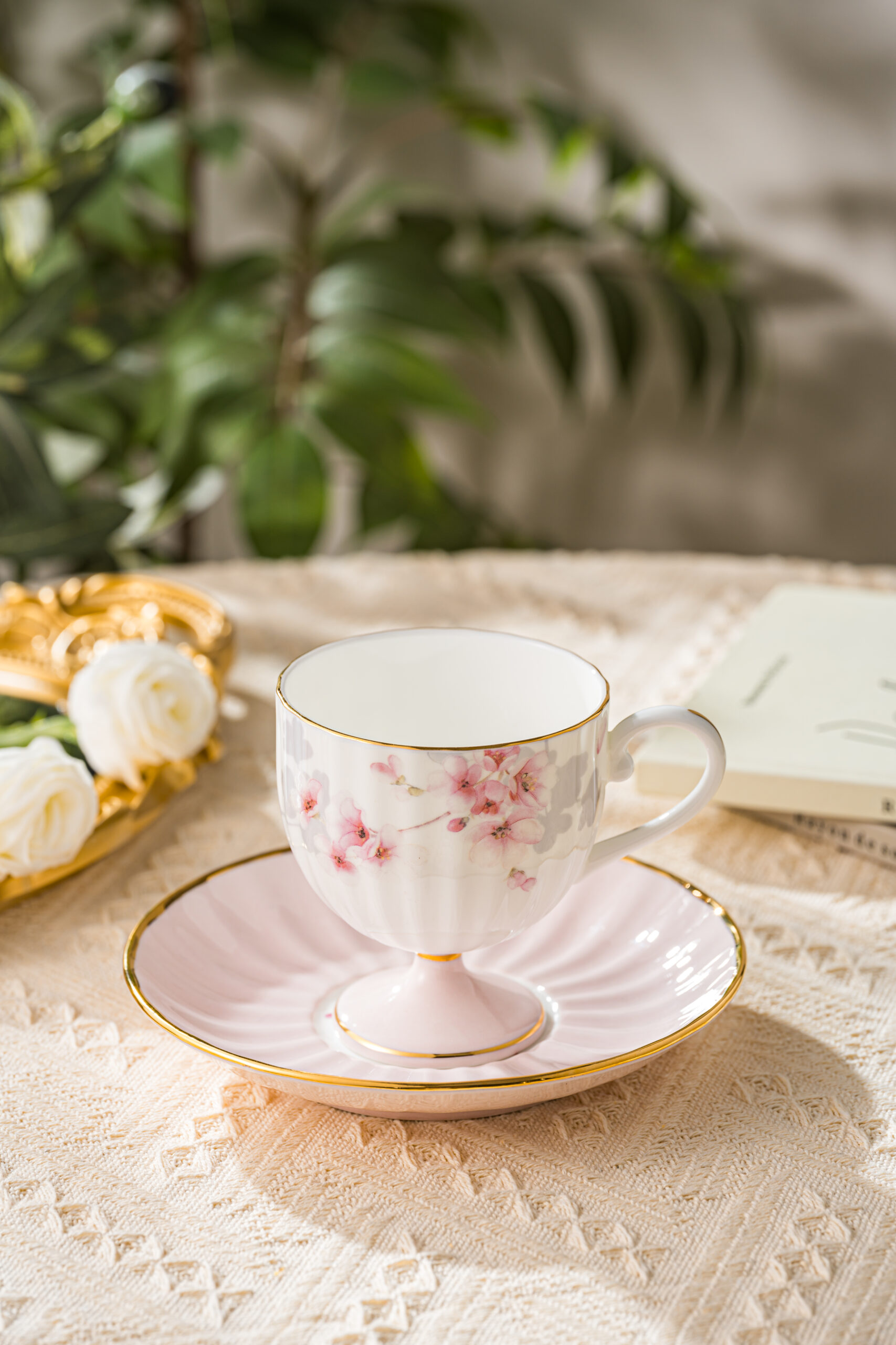 Zishi Premium Fine Bone China High-Foot Coffee Cup & Saucer Set – Elegant Art Deco Inspired Design, Lightweight Yet Durable, Ideal for Luxury Gift, Daily Coffee/Espresso Enjoyment, Restaurant & Home Use - Image 6