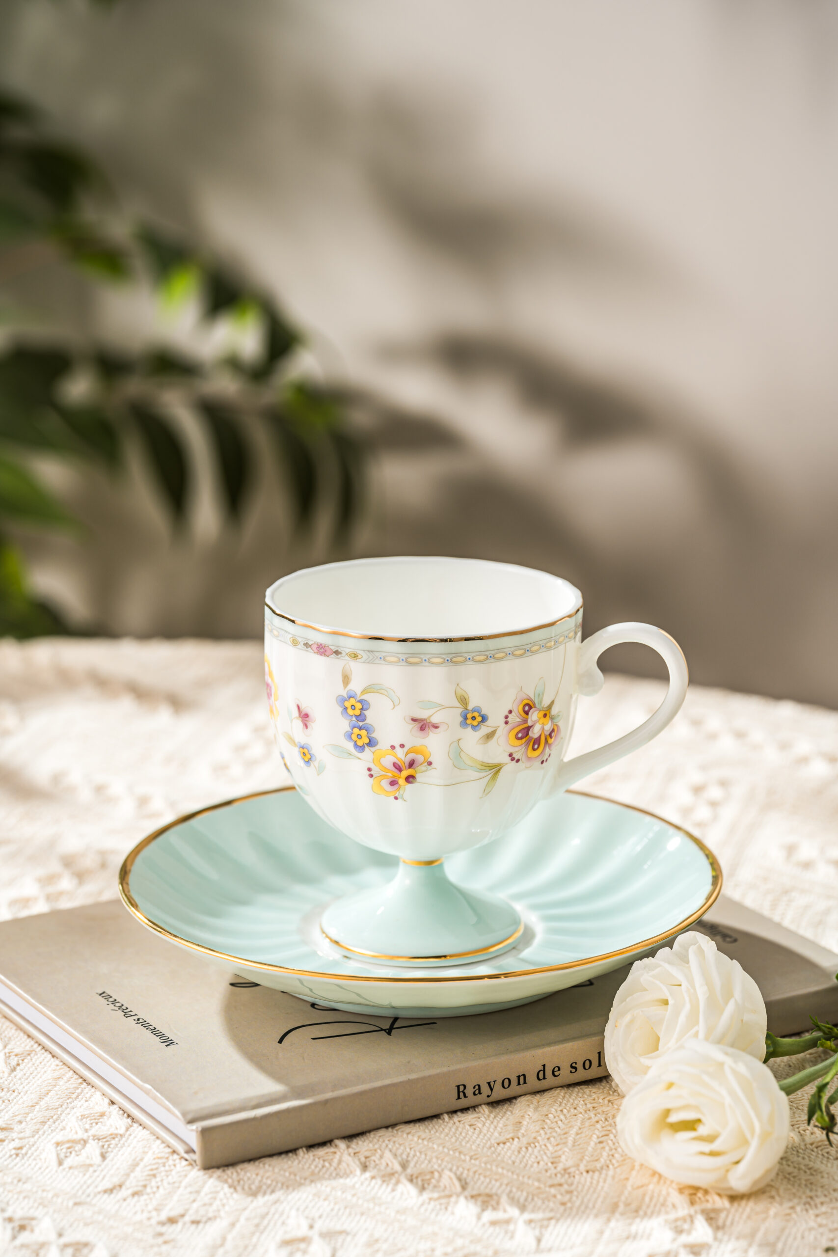Zishi Premium Fine Bone China High-Foot Coffee Cup & Saucer Set – Elegant Art Deco Inspired Design, Lightweight Yet Durable, Ideal for Luxury Gift, Daily Coffee/Espresso Enjoyment, Restaurant & Home Use - Image 8