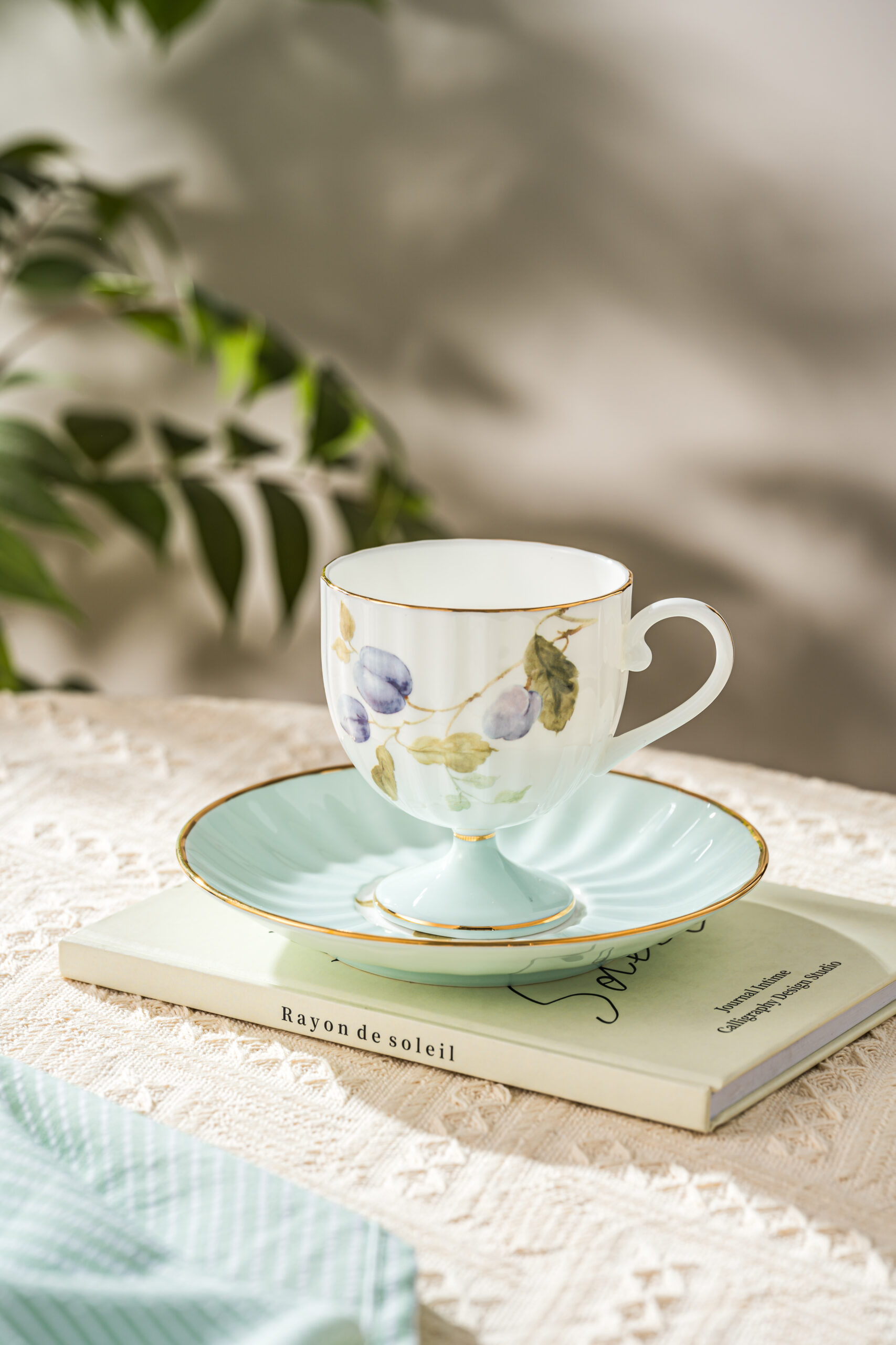 Zishi Premium Fine Bone China High-Foot Coffee Cup & Saucer Set – Elegant Art Deco Inspired Design, Lightweight Yet Durable, Ideal for Luxury Gift, Daily Coffee/Espresso Enjoyment, Restaurant & Home Use - Image 9