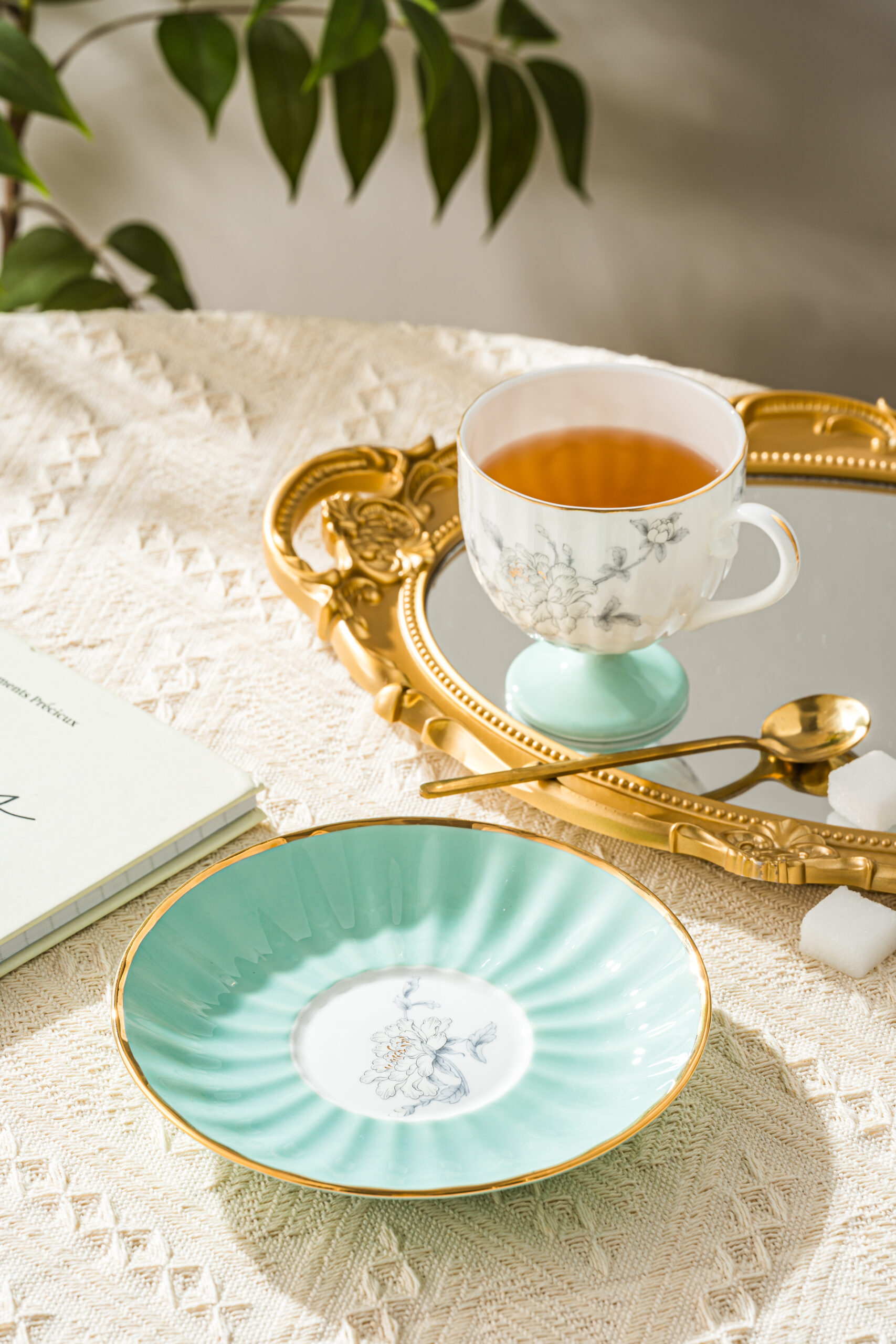 Zishi Premium Fine Bone China High-Foot Coffee Cup & Saucer Set – Elegant Art Deco Inspired Design, Lightweight Yet Durable, Ideal for Luxury Gift, Daily Coffee/Espresso Enjoyment, Restaurant & Home Use - Image 11