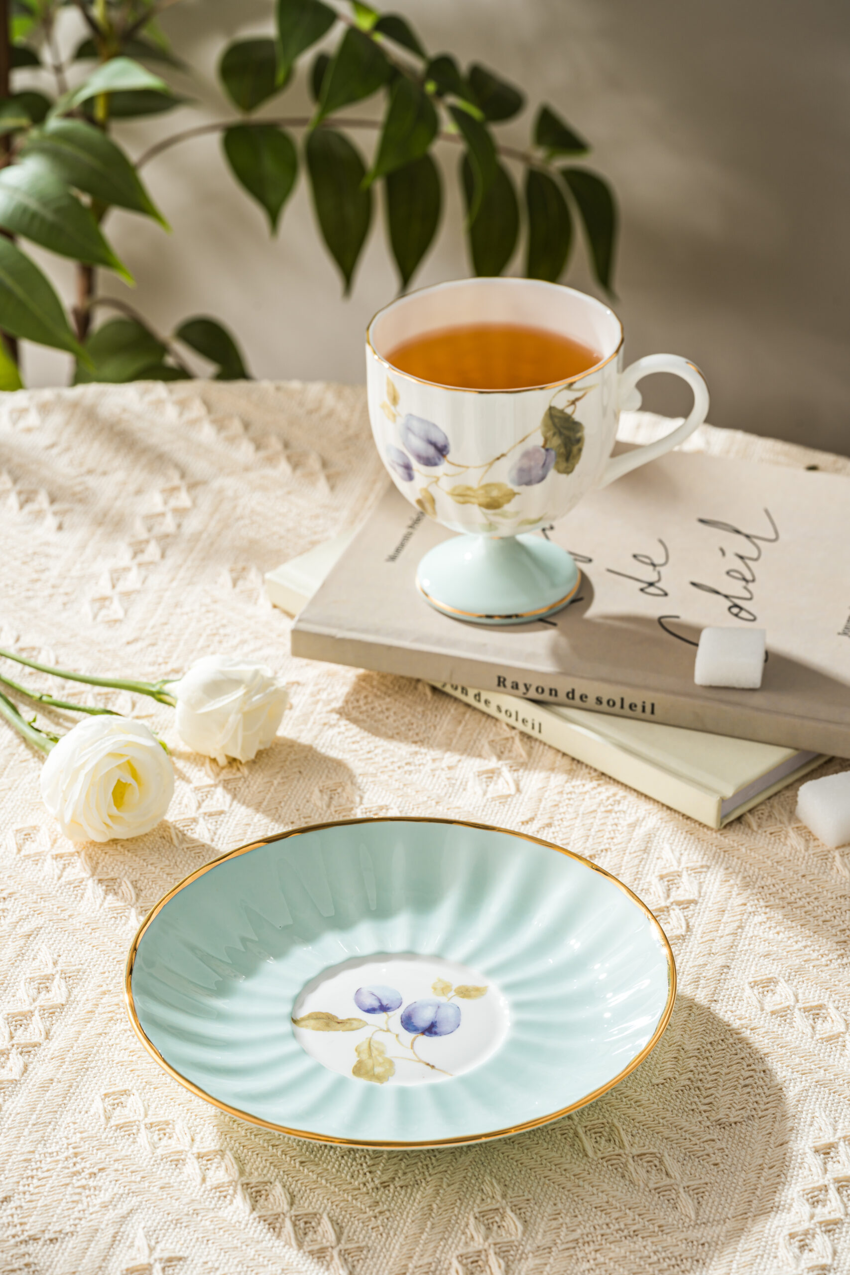 Zishi Premium Fine Bone China High-Foot Coffee Cup & Saucer Set – Elegant Art Deco Inspired Design, Lightweight Yet Durable, Ideal for Luxury Gift, Daily Coffee/Espresso Enjoyment, Restaurant & Home Use - Image 12