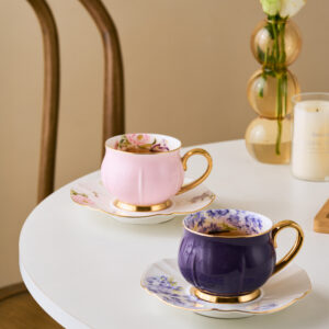 Midnight Muse: Single Bone China Coffee Cup & Saucer – ‘First Encounter at Zi Shi&#8217…