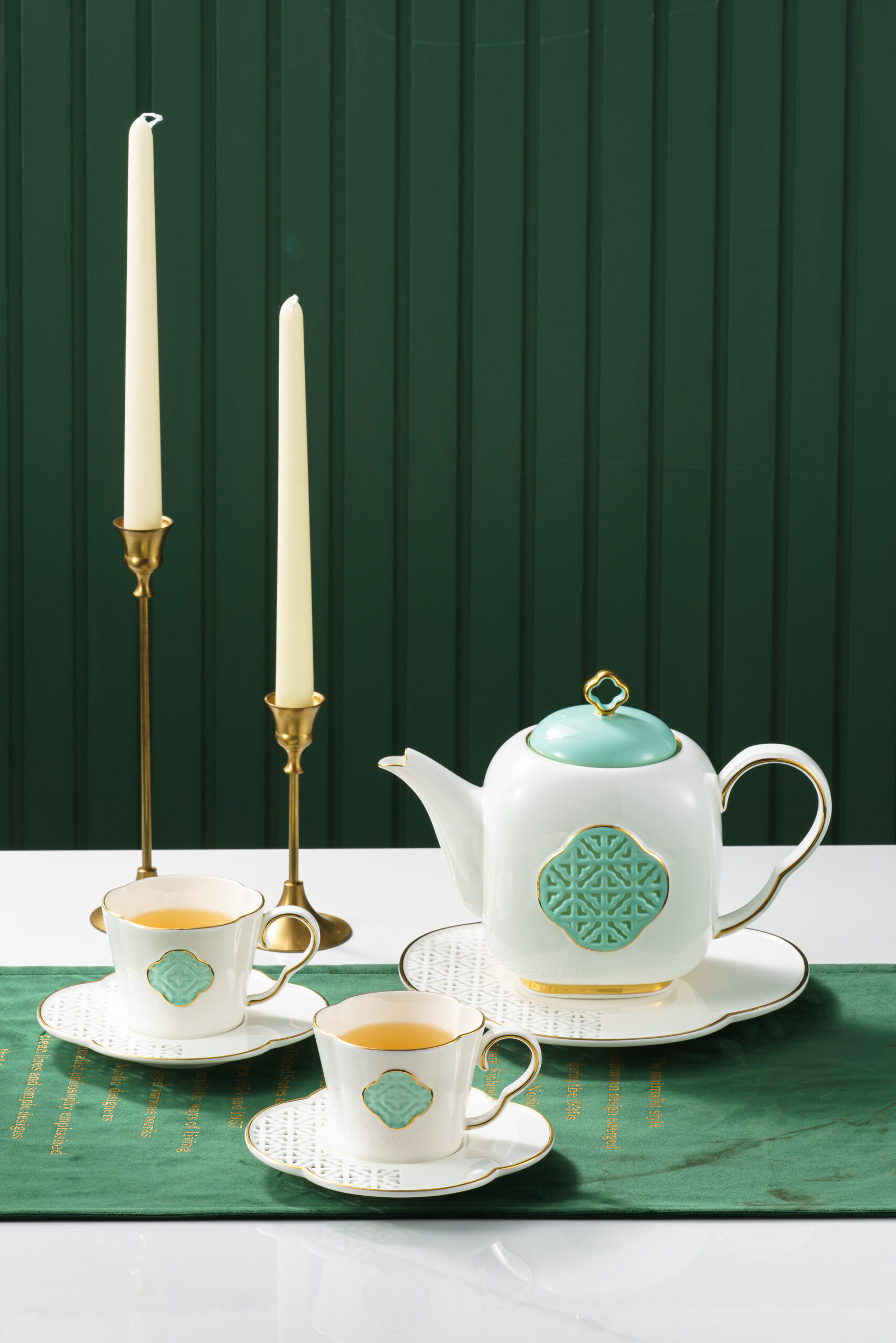 Zishi·Memories of Jiangnan Fine Bone China Afternoon Tea Gift Set – 1 Teapot + 4 Cups & Saucers + 4 Dessert Plates, Elegant Floral Lace & Landscape Design, Inspired by Classical Chinese Aesthetics, Lightweight Yet Durable, Ideal for Luxury Gift, Bridal Shower, Hostess Present, Home Dining & Tea Party - Image 3