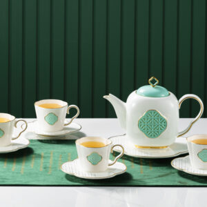 Zishi·Memories of Jiangnan Fine Bone China Afternoon Tea Gift Set – 1 Teapot + 4 Cups & Sauc…