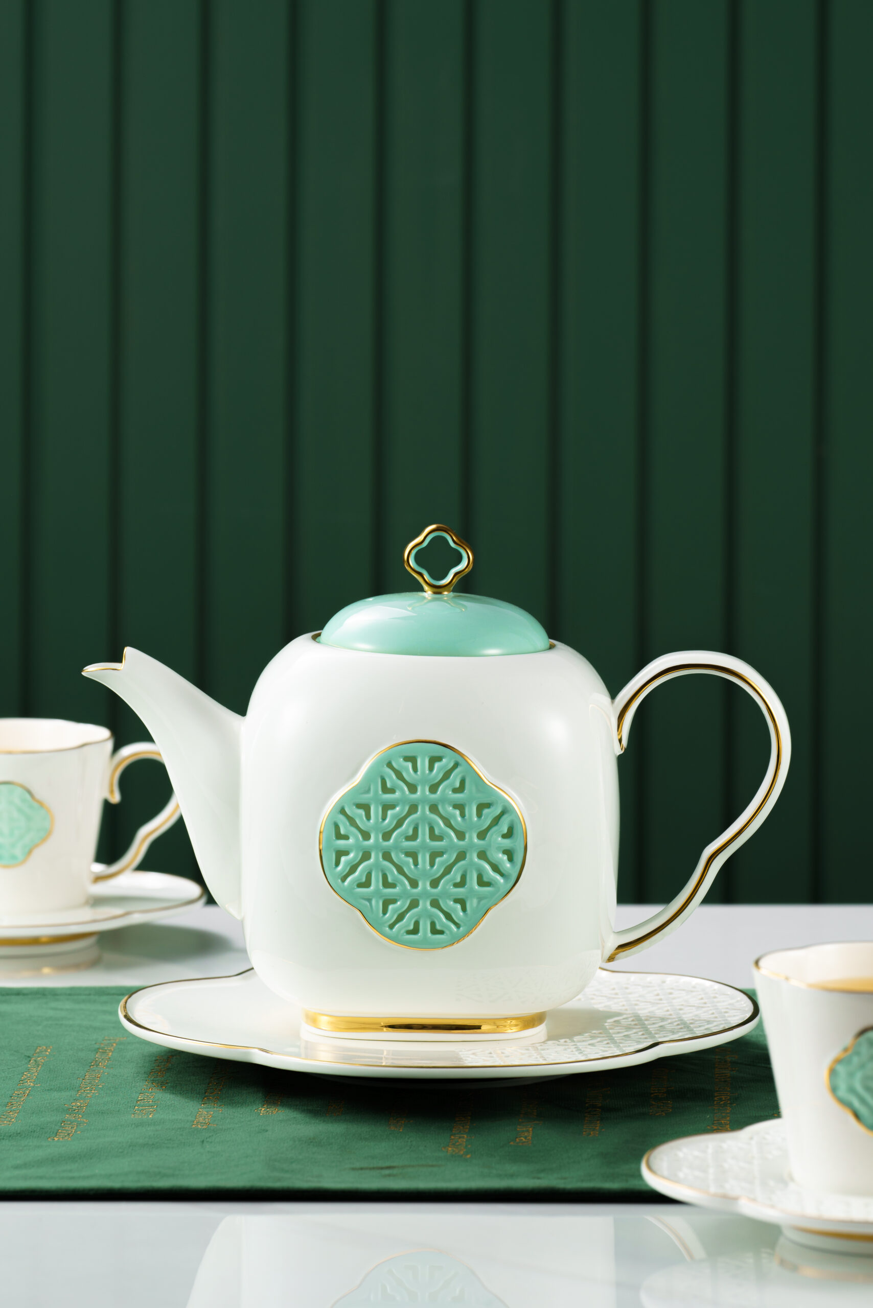 Zishi·Memories of Jiangnan Fine Bone China Afternoon Tea Gift Set – 1 Teapot + 4 Cups & Saucers + 4 Dessert Plates, Elegant Floral Lace & Landscape Design, Inspired by Classical Chinese Aesthetics, Lightweight Yet Durable, Ideal for Luxury Gift, Bridal Shower, Hostess Present, Home Dining & Tea Party - Image 4