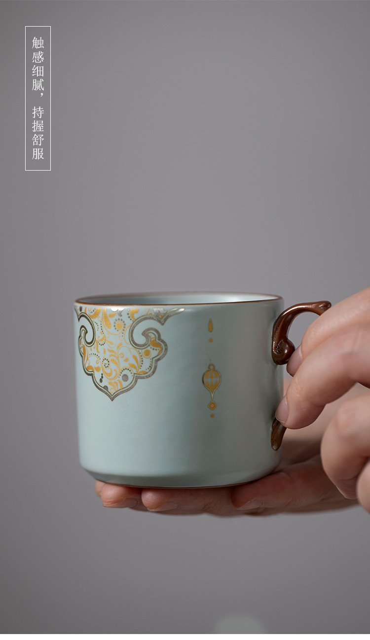 Celestial Ru Ware Sky-Blue Coffee Cup & Saucer – Ruyi Scroll & Grass Motif (Authentic Gongyi Kiln Heritage) - Image 18