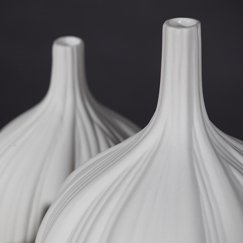 Curated Silhouettes Vase Set: White Ceramic Garlic Bud Vases for Modern Serene Interiors - Image 10