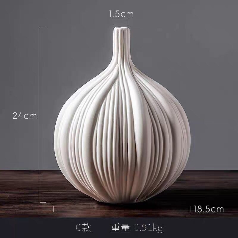 Curated Silhouettes Vase Set: White Ceramic Garlic Bud Vases for Modern Serene Interiors - Image 5